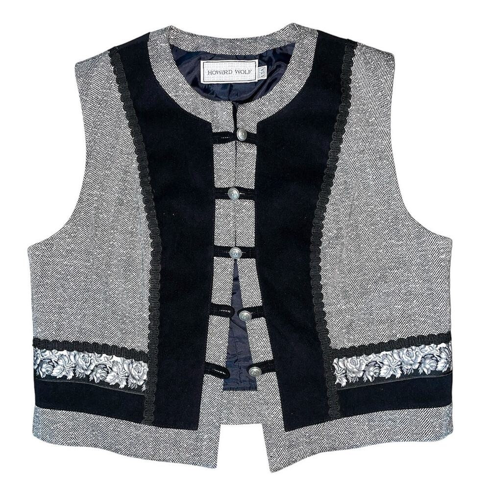Howard Wolf Vintage Grey Tweed Knit Bolero Vest size 12